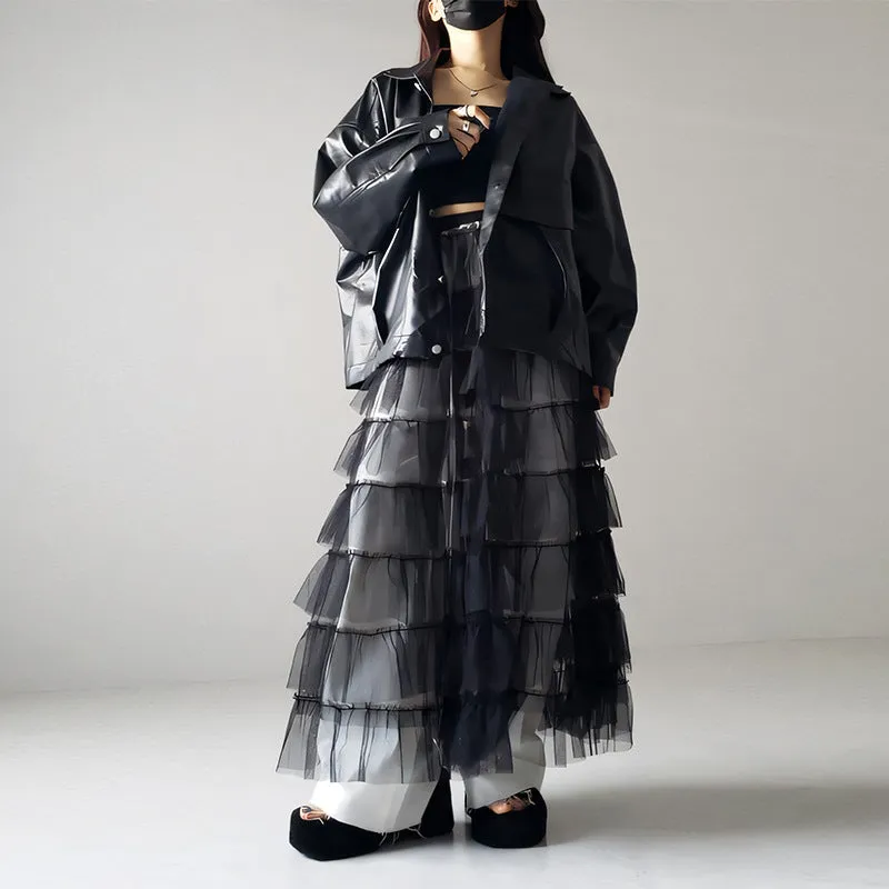 Women's Layered Elastic Waist Puff Tulle A-line Skirt, Sheer Mesh Design for All Occasions