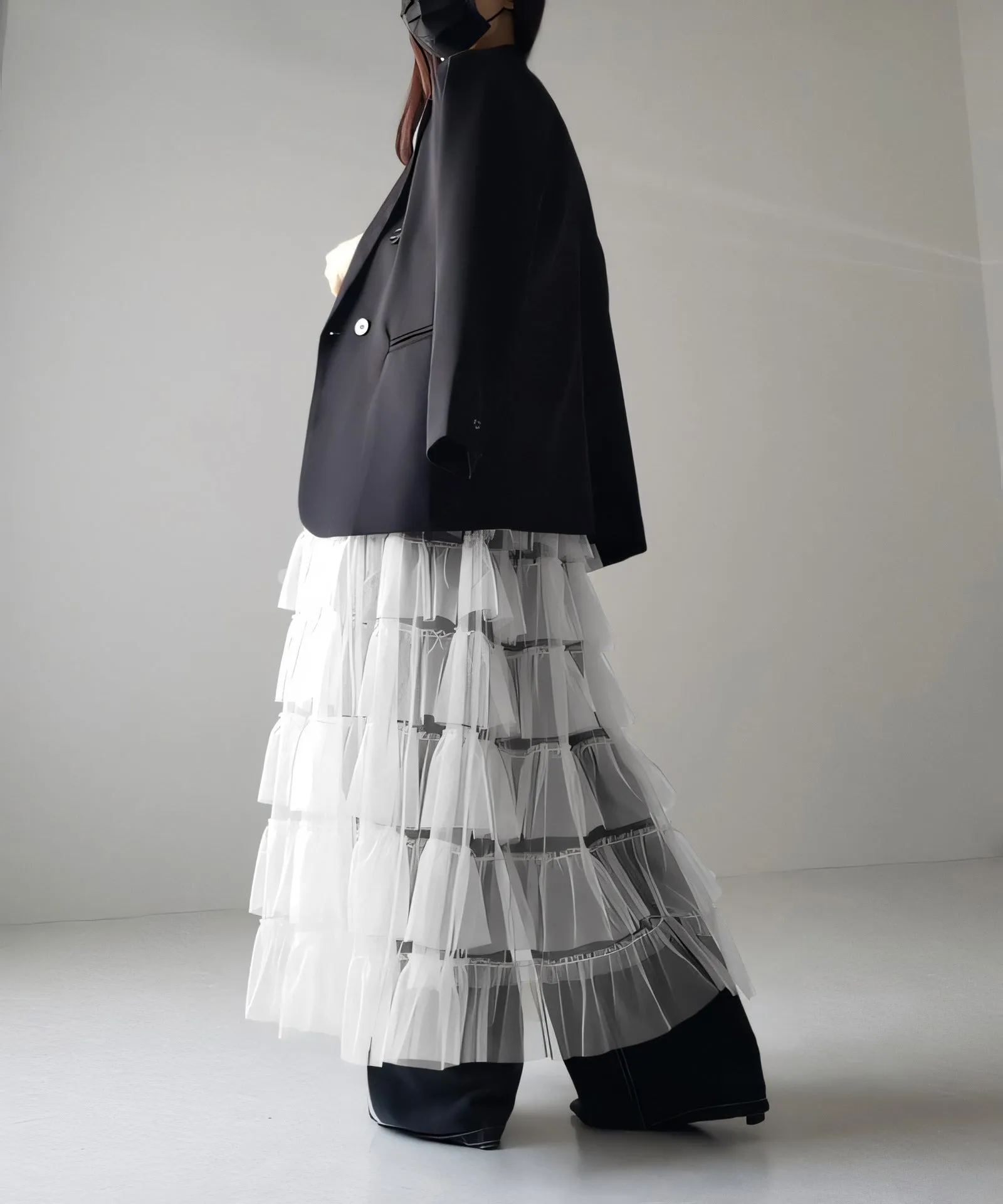 Women's Layered Elastic Waist Puff Tulle A-line Skirt, Sheer Mesh Design for All Occasions