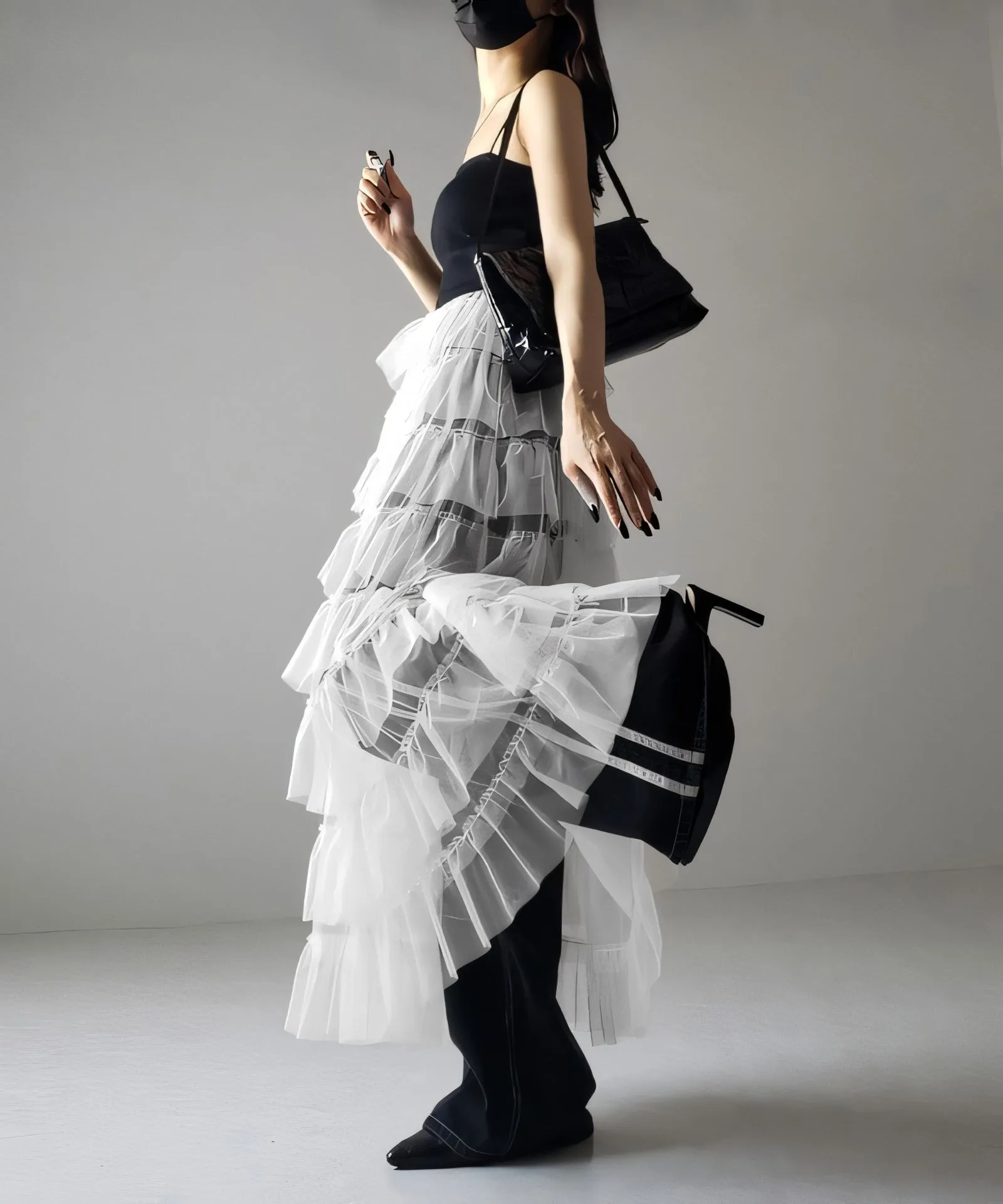 Women's Layered Elastic Waist Puff Tulle A-line Skirt, Sheer Mesh Design for All Occasions
