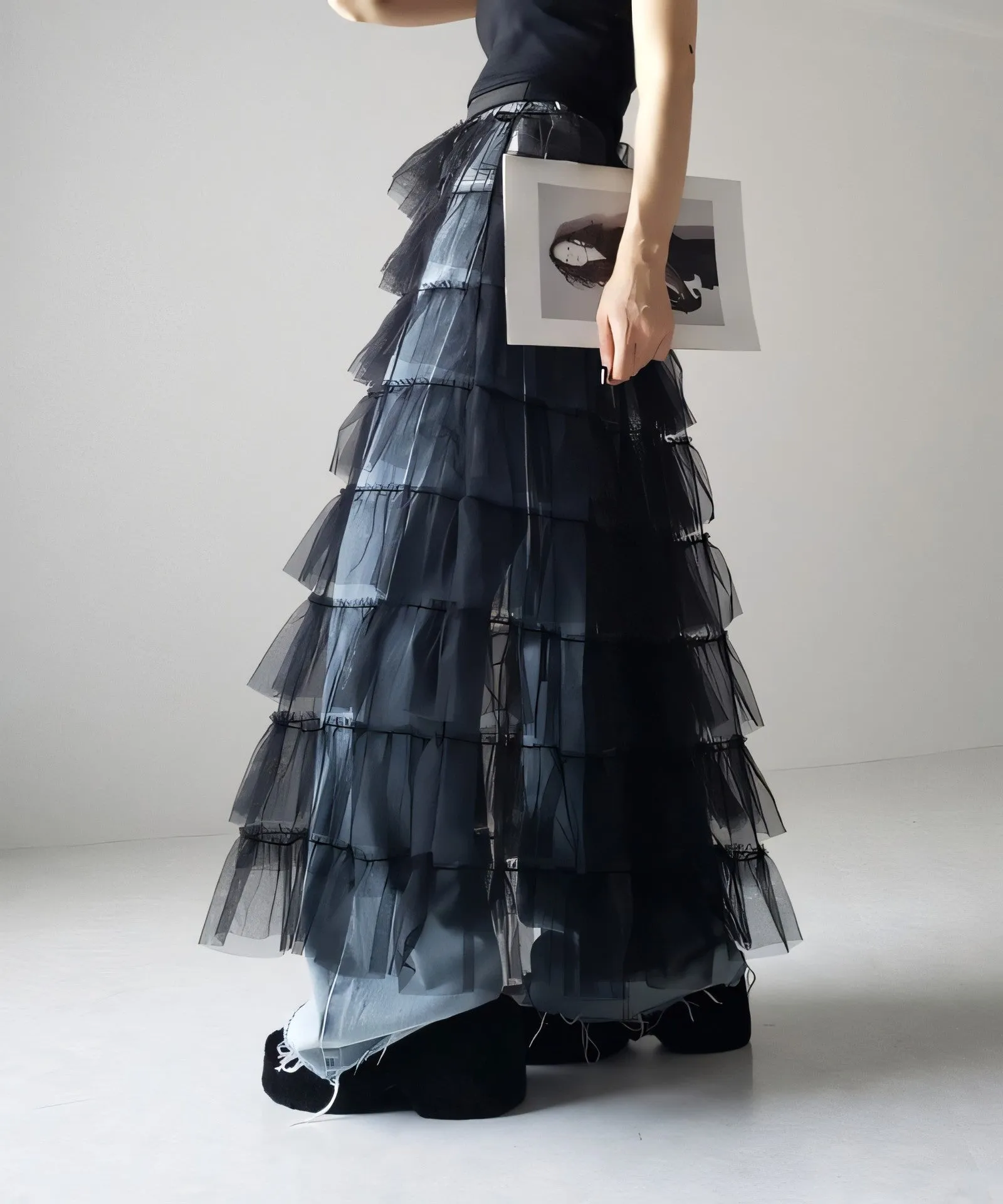 Women's Layered Elastic Waist Puff Tulle A-line Skirt, Sheer Mesh Design for All Occasions
