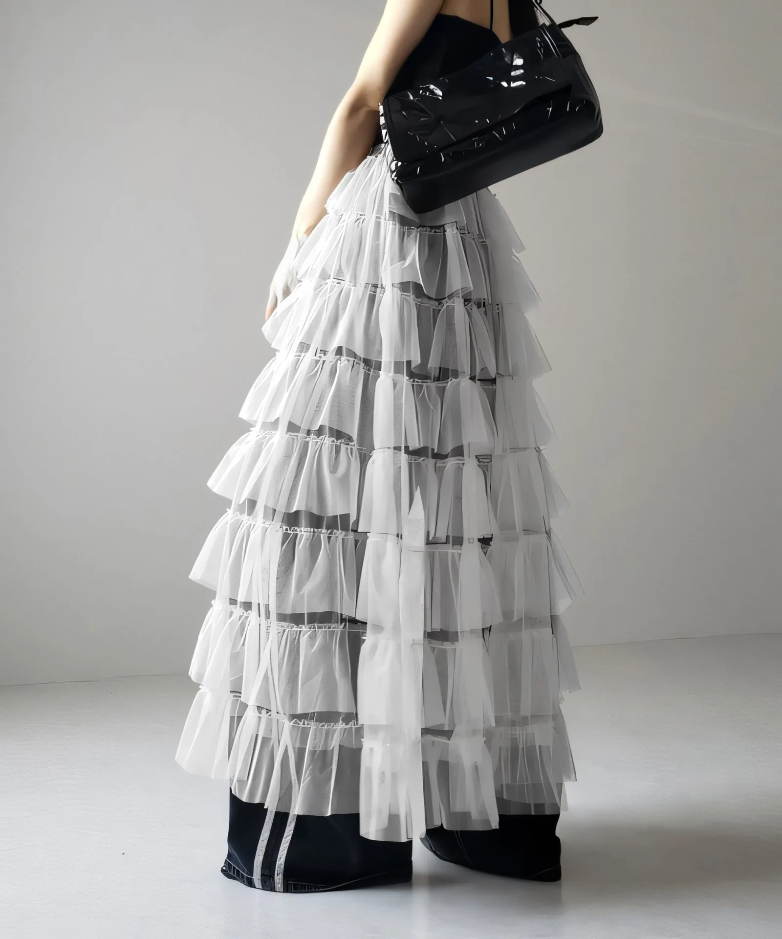 Women's Layered Elastic Waist Puff Tulle A-line Skirt, Sheer Mesh Design for All Occasions