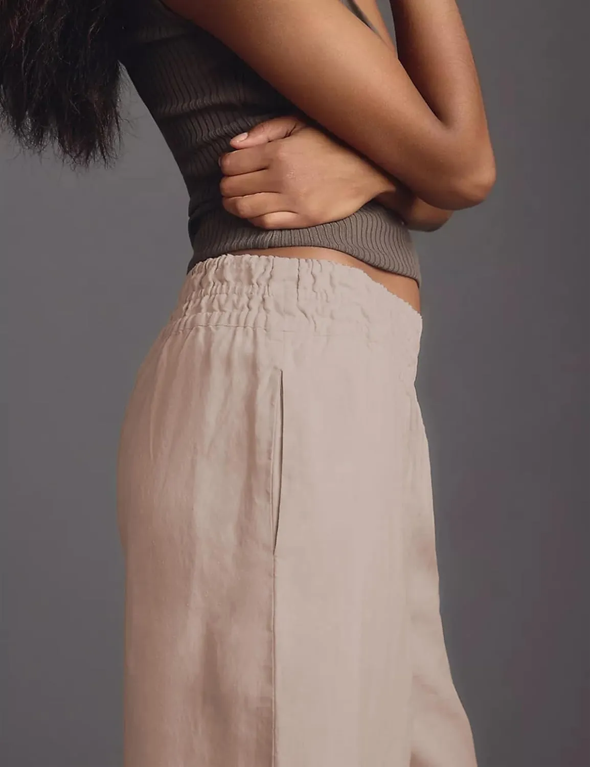 Women's Linen Pants Summer Casual Wide Leg Palazzo Pants High Waist Beach Travel Trousers
