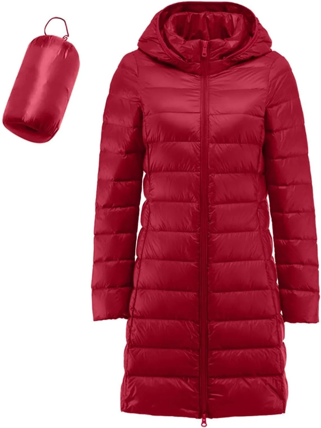Women's Long Winter Faux Fur Coat Puffer Warm Jacket with Detachable Hood Packable Hooded Down Jacket Ultra Light