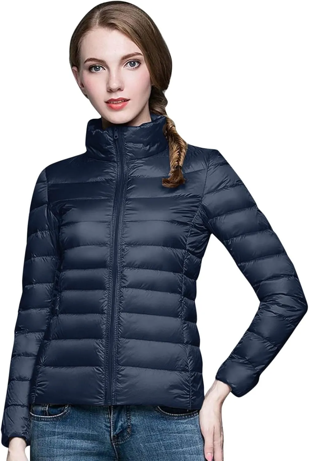Women's Short Down Coats Packable Puffer Jacket Hooded Winter Ultra Light Quilted Winter Coats with Pockets Outerwear