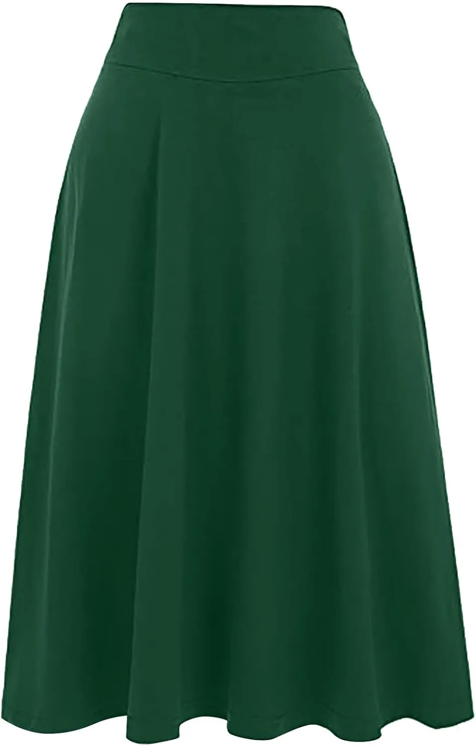 Womens Skirt for Going Out Summer High Elastic Waist Solid Color A-Line Knee Length Maxi Skirts for Women Trendy Clothes