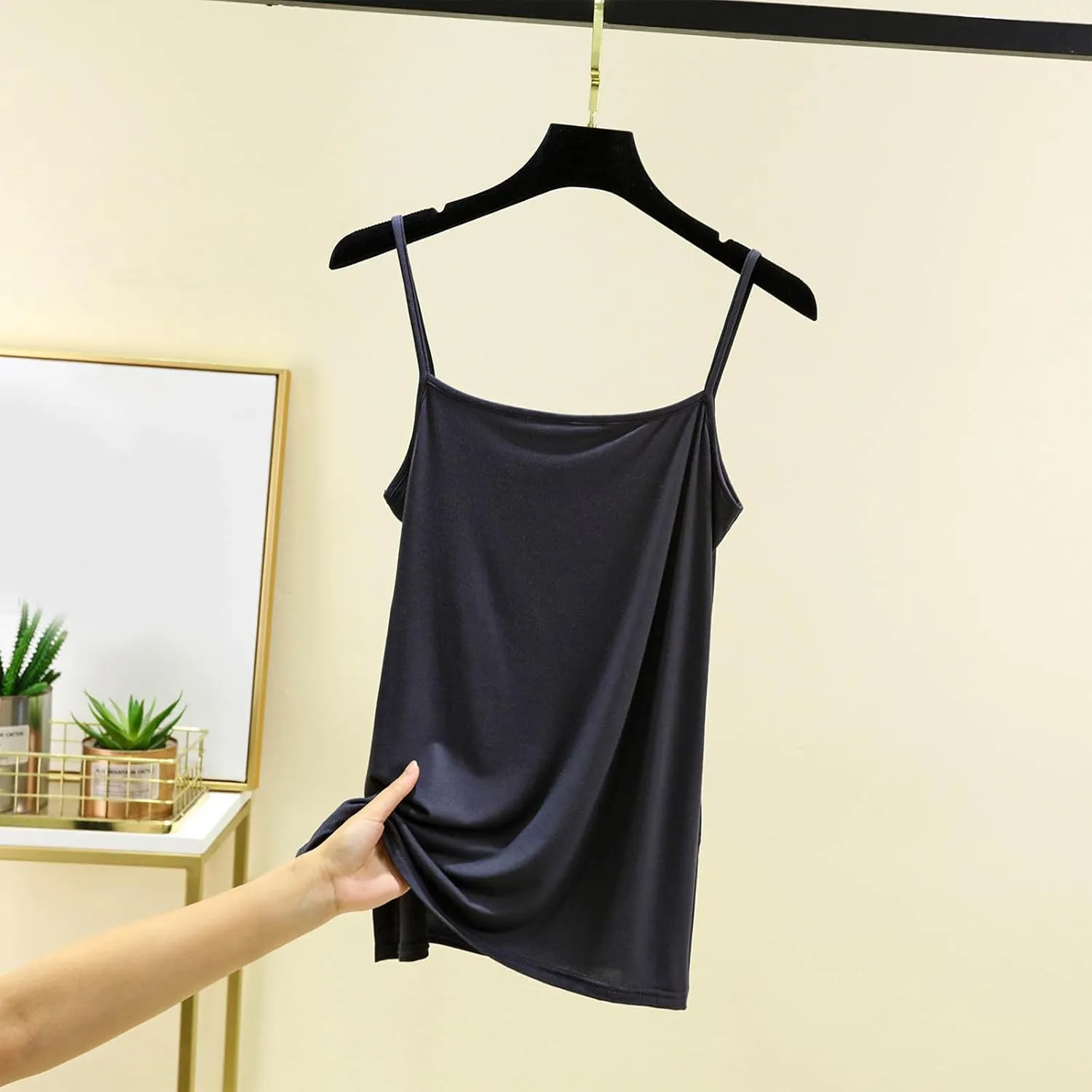 Women's Spaghetti Strap Camisole, Summer Casual Fashion Sleeveless Tank Shirts Comfy Breathable Side Split Tops