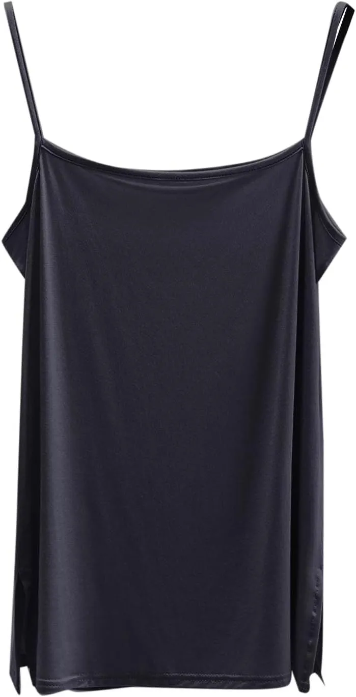 Women's Spaghetti Strap Camisole, Summer Casual Fashion Sleeveless Tank Shirts Comfy Breathable Side Split Tops
