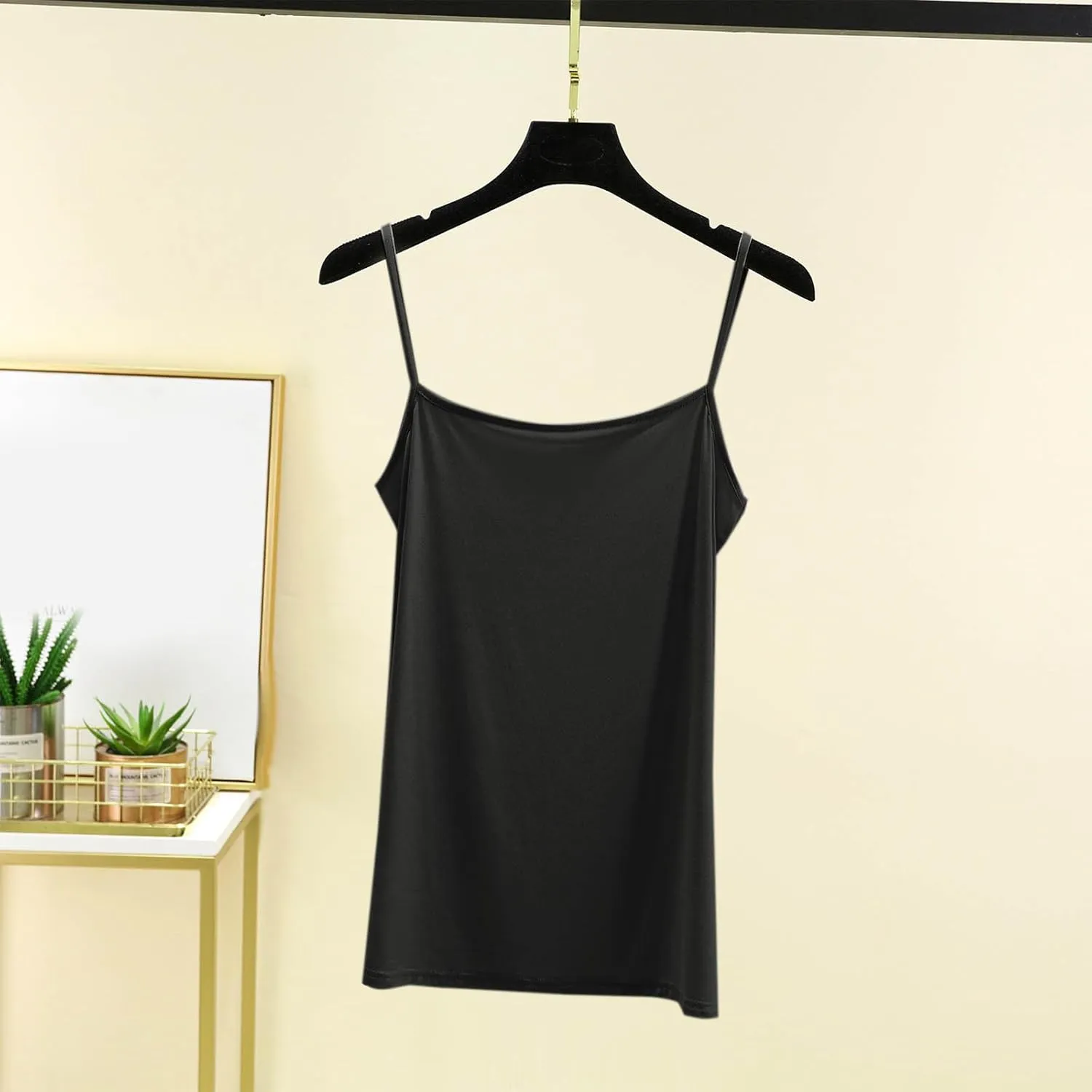 Women's Spaghetti Strap Camisole, Summer Casual Fashion Sleeveless Tank Shirts Comfy Breathable Side Split Tops