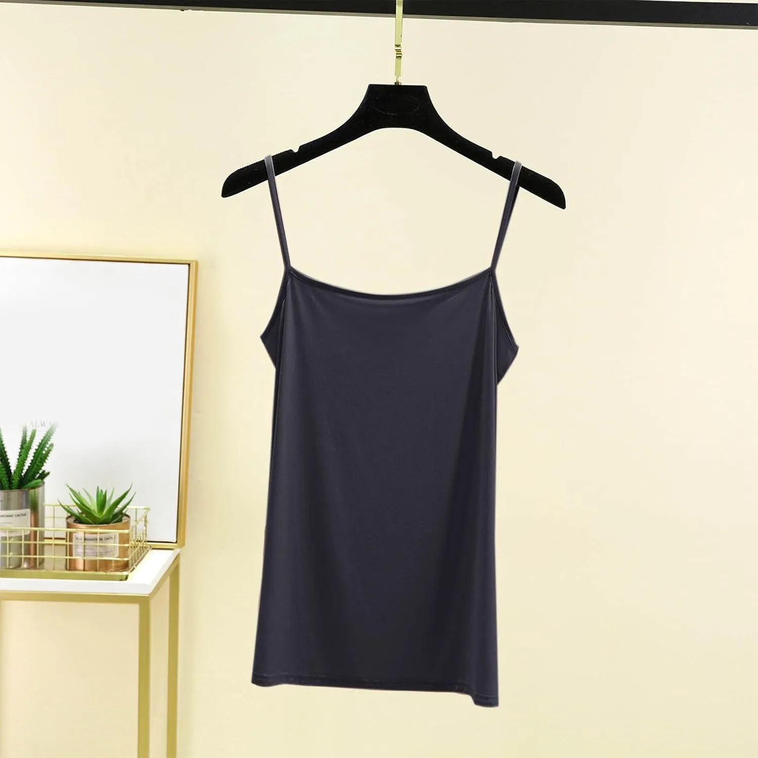 Women's Spaghetti Strap Camisole, Summer Casual Fashion Sleeveless Tank Shirts Comfy Breathable Side Split Tops