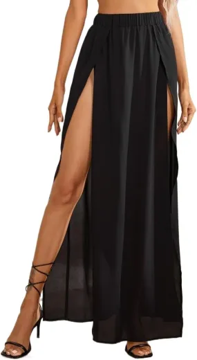 Women’s Summer Flowy Skirt Dress Slit Maxi Skirt