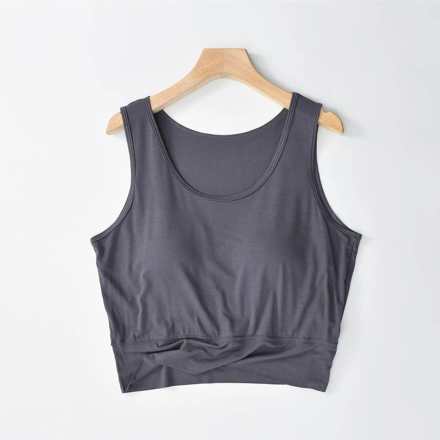Workout Crop Tank Tops for Women with Chest Pad Casual Sports Fitness Yoga Shirts Summer Seamless Breathable Blouse