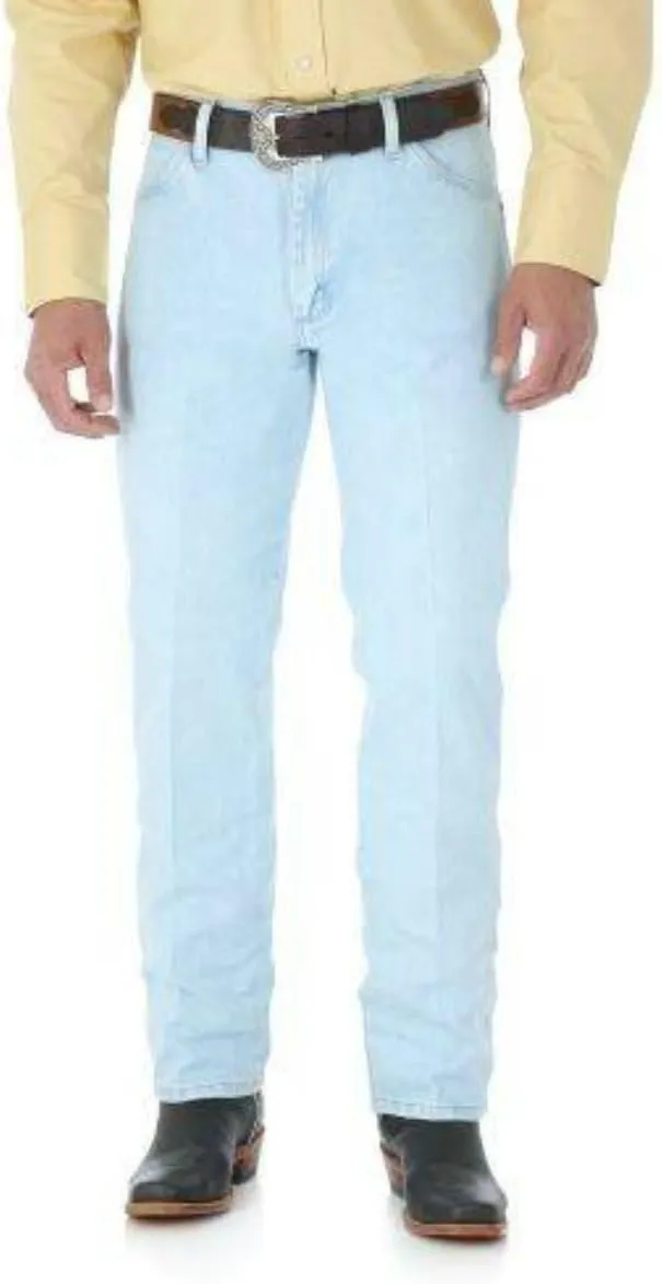 Wrangler Men's Gold Buckle Relaxed Fit Jeans 36" Inseam, Bleach, 35