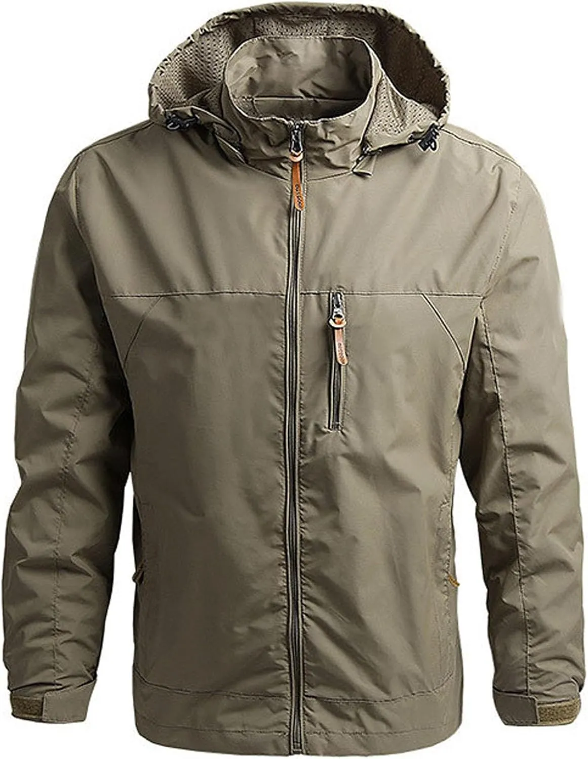 Xiaojmake Rain Coat For Men Lightweight Snow Ski Jacket Waterproof Hooded Windbreaker Full Zip Quilted Fall Light Jacket
