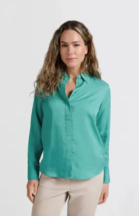 Yaya Classic Blouse with Cuff Details Lagoon Blue
