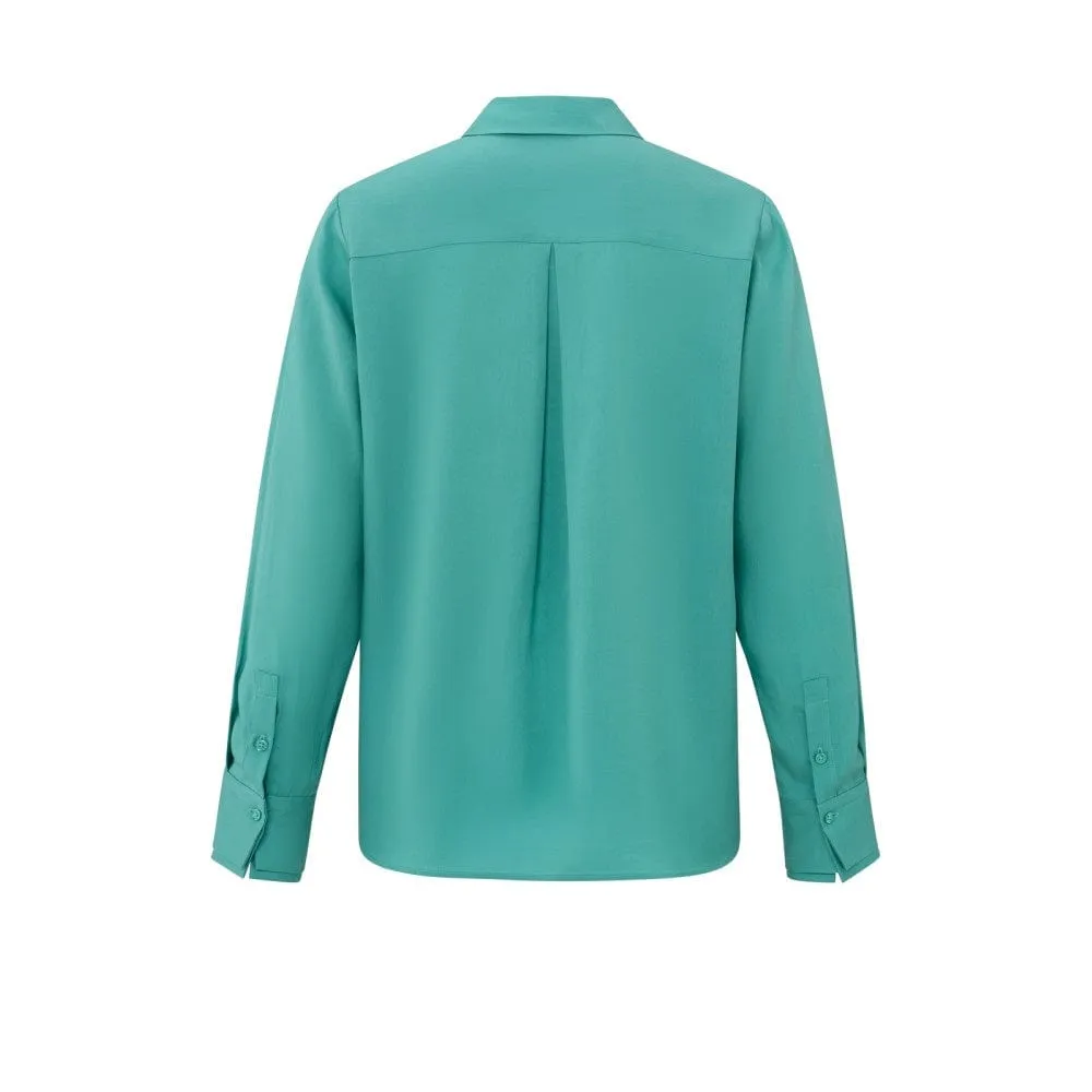 Yaya Classic Blouse with Cuff Details Lagoon Blue