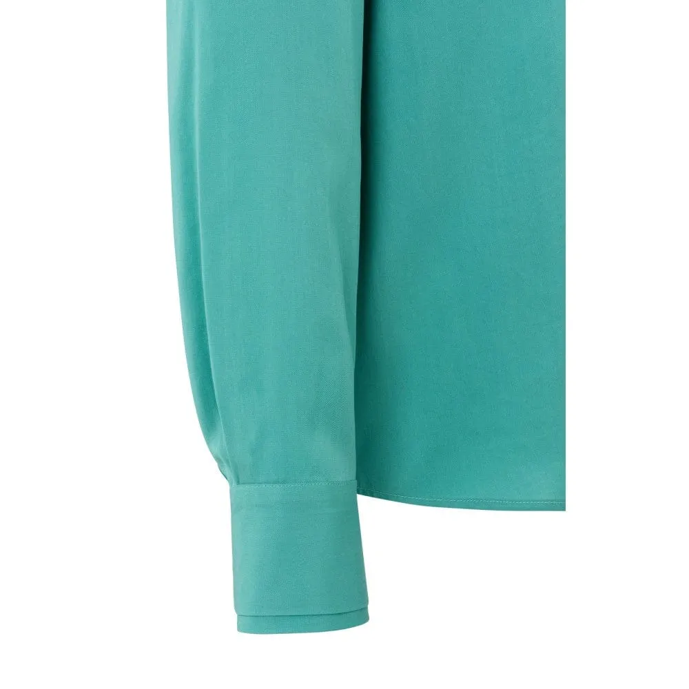 Yaya Classic Blouse with Cuff Details Lagoon Blue